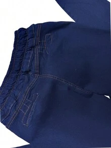 Pantalón con resorte en cintura y tobillo tipo jogger con pinzas en la parte de atrás - Azul Marino - Ver 3