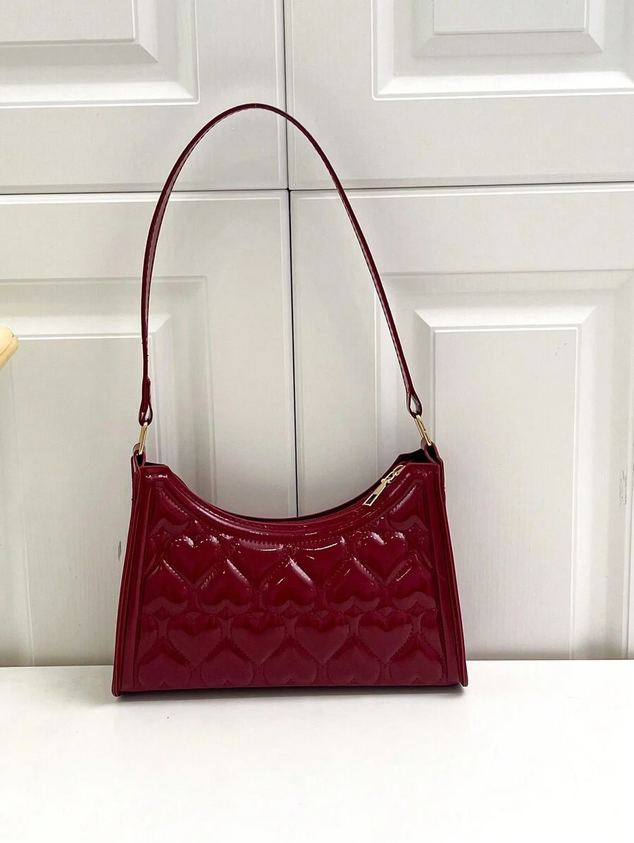 Solid Color Heart Shaped Minimalist Lightweight Shoulder Bag , Burgundy Bag, Bag, & New Year Ideal Gift