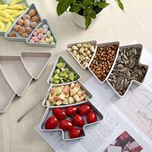 1pc Christmas Snacks Tray, Nuts & Fruits Tray, Plastic Candy Dish For Party And Home Decoration - light blue - View 1