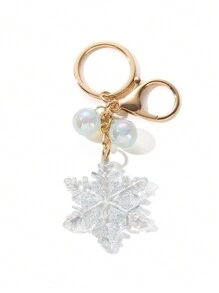 Christmas Transparent Acrylic Snowflake Shaped Creative Keychain Pendant - Blue - View 9