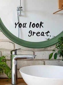 1入組浴室廁所鏡子裝飾英文引言牆貼,自粘式牆面貼紙