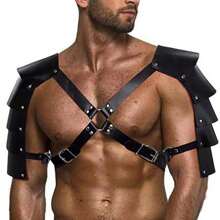 Halloween Cos Macho Straitjacket Warrior Dress Up Shoulders Multiple Gladiator Strapped Chest - Brown - View 2