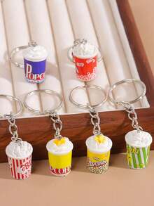 1pc Foodie & Cute & Realistic Popcorn Shaped Keychain - Multicolor - View 3