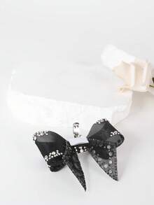 1 雙黑色織物和多色水鑽鞋花鞋配件適合婚禮、高跟鞋和平底鞋、可拆式 Diy 裝飾