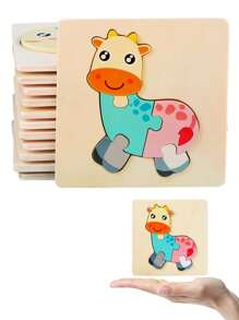 1 件裝 3d 幼兒拼圖兒童卡通動物飛機船舶火箭潛艇挖掘機火車拼圖智力兒童寶寶早期認知男孩女孩玩具(部分零件隨機發送) - 彩色 - 查看 1