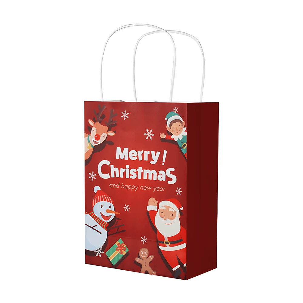 6pcs/pack 160g Kraft Paper Thicker Gift Bags For Christmas 2023 And New
