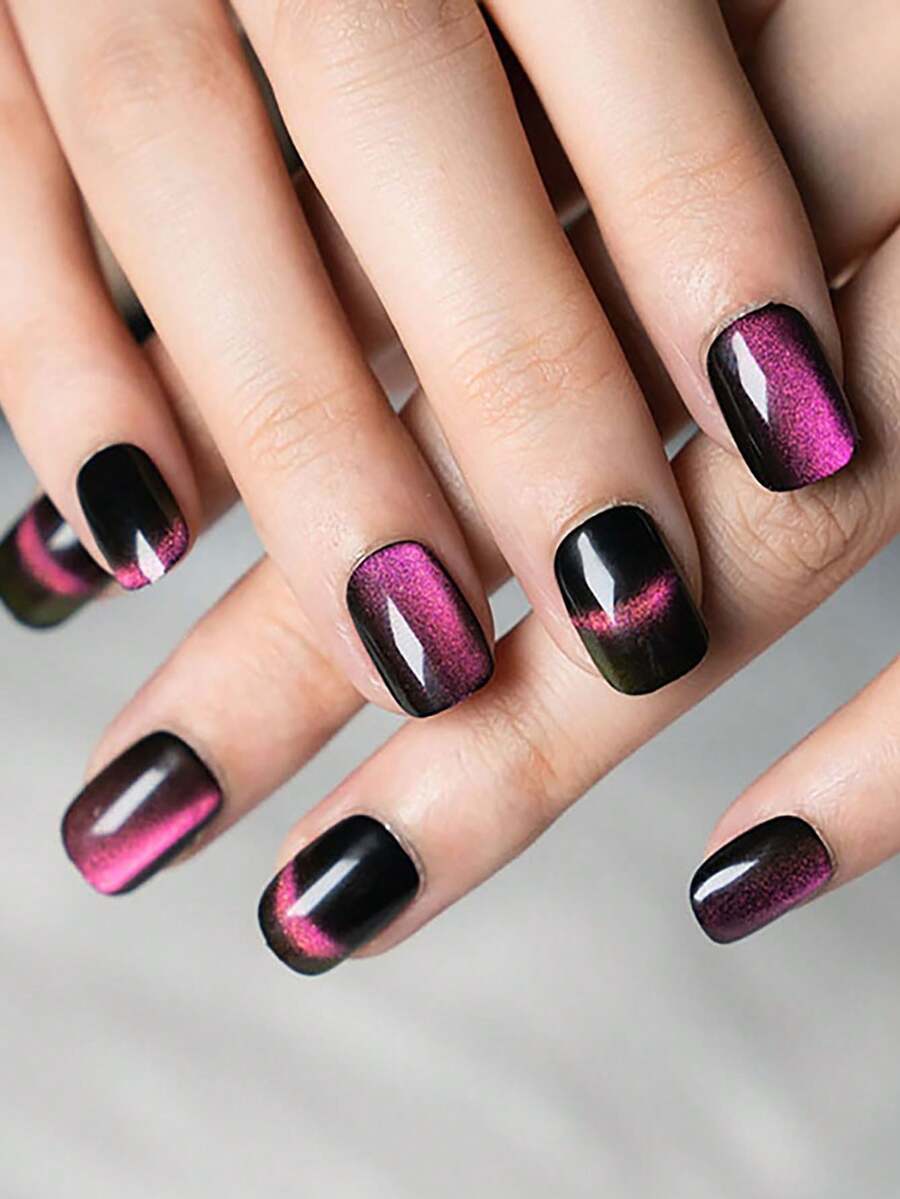 JIEYAN 升級你的風格!24入組時尚混搭法式和貓眼指甲藝術套裝,包括果凍彩釉和指甲銼,適用於女性和女孩 - 彩色 - 查看 1