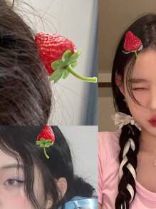4入組可愛草莓髮夾女髮飾 - 彩色 - 查看 5