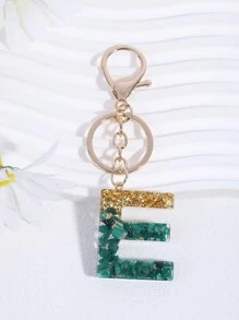 派对 1 件女士孔雀石水晶树脂滴胶英文字母吊坠适用于包包配饰、钥匙扣、礼物汽车配饰包包饰品学院风可爱哥特 Y2k - 綠色 - 查看 23