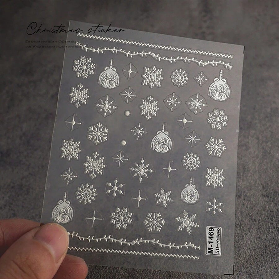 1pc 5D Cartoon Christmas Series Nails Stickers Gingerbread Man Deer Rabbit Bear Sliders Winter Decals Manicure Decoration Accessory - White - View 1