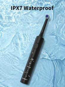 Mornwell Deep Clean Rotating Electric Toothbrush, 3 Cleaning Modes Rechargeable Electric Powered Toothbrushes With 2 Minute Timer & 4 Replacement Heads, 1pc Waterproof Electric Teeth Brush For Daily Use - Black - View 7