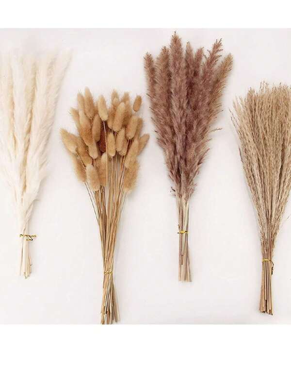 100pcs Pequenos Bouquets De Flores Secas Naturais De Reed, Erva De Pássaro E Caudas De Coelho, Usados Para Decoração De Layout De Casa De Fazenda