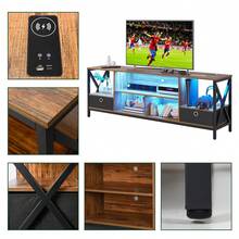 Smart TV  Stands With Charging Station For Living Room, LED TV Stand With Storage ( 70.8" L X 15.7" W X 24.2"H) - 棕色 - 查看 5