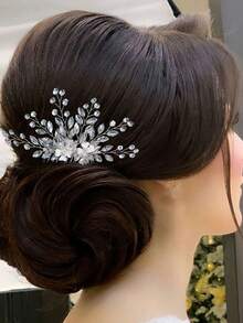 1入鑲嵌鉆石的新娘髮梳,婚禮派對必備的奢華物品 - 銀色 - 查看 4