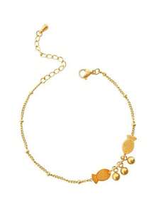 高端双鱼形钛钢脚链，女士时尚个性百搭饰品 - 金色 - 查看 5