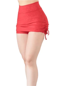 Colombian Lycra Short Skirt - Red - View 2
