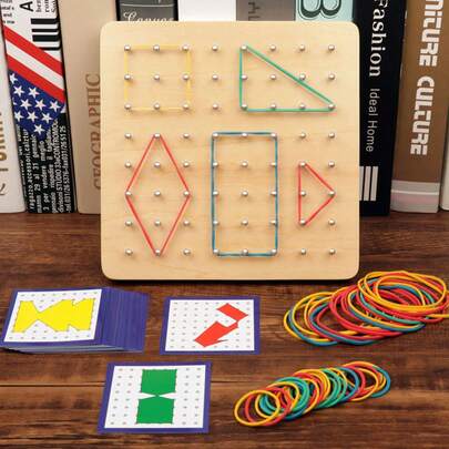 1 Stück Geometrie Stiftplatte Set, Holz Montessori Lernspielzeug für frühkindliche Bildung, Erkundung geometrischer Formen für Grundschüler, Förderung von Mathematik und motorischen Fähigkeiten