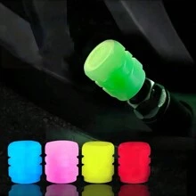 4pcs Fluorescent Night Glowing Decors For Car, Motorcycle, Bicycle - Tyre Hub Luminous Valve Caps