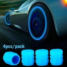 4pcs Fluorescent Night Glowing Decors For Car, Motorcycle, Bicycle - Tyre Hub Luminous Valve Caps