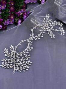 A Rhinestone Bridal Tiara Boho - Silver - View 12