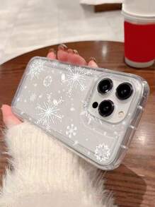 1个圣诞冬季雪花图案透明全包防震防摔TPU软胶手机壳，兼容 16/11/12/13/14/15/15 Pro/15 Plus/15 Pro Max/7 Plus/8 Plus/X/Xs Max/Xr/11 Pro/12 Pro/13 Pro/14 Pro/12 Mini/13 Mini/11 Pro Max/12 Pro Max/13 Pro Max/14 Pro Max/14 Plus/6/6s/6 Plus/7/8/16 Pro/16 Plus/16 Pro Max/SE 和 Galaxy/A54/A14/A12/A13/A15/A32/A33/A24/A52S/S20/S21/S22/S23/S24/S23 Plus/S24 Ultra，国际版，非国内版 - 無色 - 查看 3