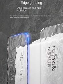 1pc Transparent Glacier Pattern Luxury Rectangular Tissue Box Holder For Bathroom And Kitchen, Punch-free - Transparent - View 9