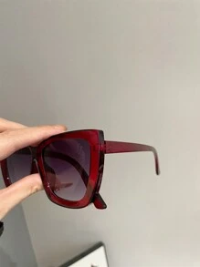 1 件女士时尚猫眼眼镜，休闲街头风格，派对，海滩，日常穿着优雅装扮，适合夏季海滩度假、户外、旅行 - 酒紅色 - 查看 2