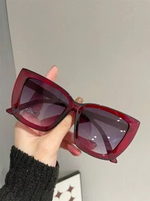 1 件女士时尚猫眼眼镜，休闲街头风格，派对，海滩，日常穿着优雅装扮，适合夏季海滩度假、户外、旅行 - 酒紅色 - 查看 1