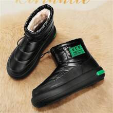 雪地靴男鞋2023新款冬季保暖内衬保暖防寒加厚毛一体羽绒鞋 - 綠色 - 查看 2