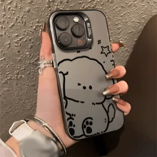 1pc Gray Cartoon Dog Pattern Shockproof Phone Case Compatible With IPhone 7/8/11/12/13/14/15/X/Xr/Xs/Plus/Pro/Pro Max/Se2