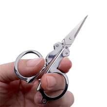Folding Scissors Pocket Travel Small Crafts Sharp Blade Emergency Mini Foldable Travel Embroidery Scissor Thread Tailor Fishing Scissors - Silver - View 6