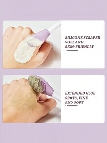 1pc 紫色矽膠雙頭面膜刷 矽膠洗臉刷 面膜專用刮刀 洗臉刷 清潔工具