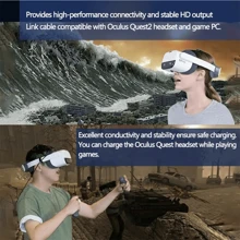 hellodigi VR Device Cable For Oculus Quest2/Quest3 Link Streaming Cable VR Helmet Cable VR Device Cable Oculus Quest2 VR Link Type-c Cable Usb3.1gen1 High-speed Elbow - Black - View 8