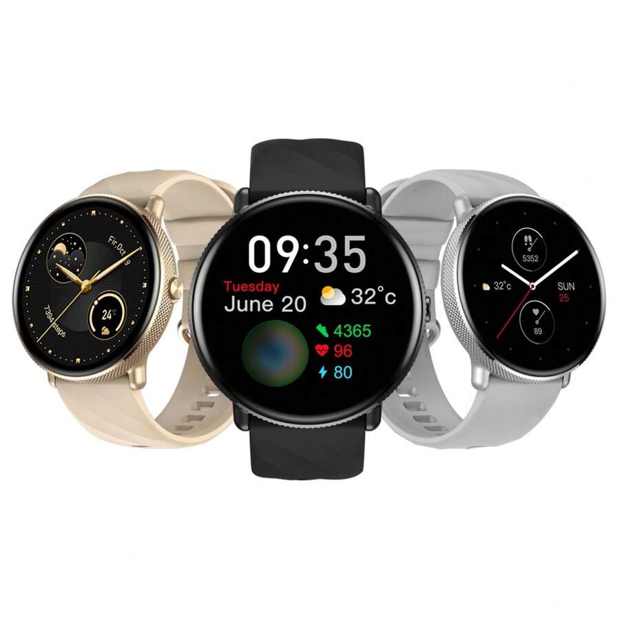 件 Zeblaze Gtr 3 Pro 智慧手錶，銀色，Amoled 螢幕，316l 不銹鋼框架，Ip68 防水，休閒風格