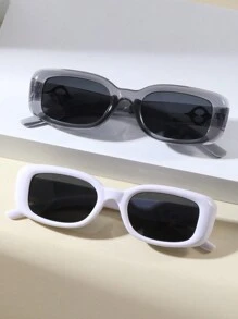 2對女性多色塑膠方形復古時尚眼鏡,適用於購物和展示 - 彩色 - 查看 1