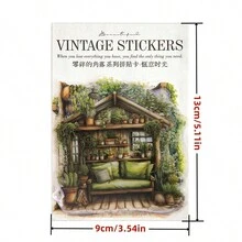 10 件/包隨機角落系列寵物拼貼卡藝術 Ins 復古圖案窗戶手工 Diy 裝飾剪貼簿紙 - 綠色 - 查看 6