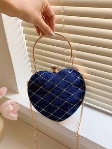 藍色女士心型晚宴包,手抓包,斜挎包