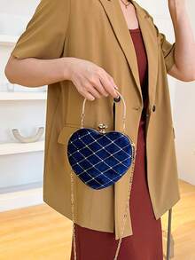 藍色女士心型晚宴包,手抓包,斜挎包