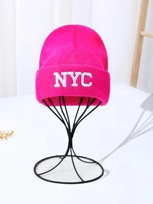 1入ladies' 新款簡約刺繡字母nyc貝尼帽,情侶時尚保暖冬季帽子,日常穿著 - 玫紅色 - 查看 3