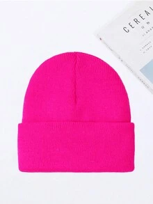 1入ladies' 新款簡約刺繡字母nyc貝尼帽,情侶時尚保暖冬季帽子,日常穿著 - 玫紅色 - 查看 5