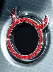 1pc Red Car Engine Start/stop Button Decorative Ring With Devil Style & Rhinestone For Universal Car - Multicolor - View 1