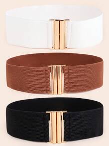1 件/3 件金属扣弹性腰带，适合女士夏季、秋季、万圣节 - 彩色 - 查看 2