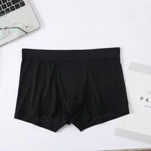 3件/組高級男式內褲，包括短褲和緊身褲，無縫一體平角性感透氣冰絲性感短褲，聖誕禮盒風格，隨機混色 - 彩色 - 查看 2