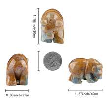 1入組1.5英寸虎眼石可愛拋光天然石熊手工雕刻雕塑 - Tiger eye - 查看 3