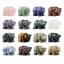 1入組1.5英寸虎眼石可愛拋光天然石熊手工雕刻雕塑 - Tiger eye - 查看 4