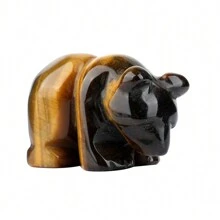 1入組1.5英寸虎眼石可愛拋光天然石熊手工雕刻雕塑 - Tiger eye - 查看 1