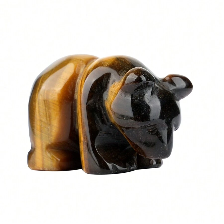 1入組1.5英寸虎眼石可愛拋光天然石熊手工雕刻雕塑 - Tiger eye - 查看 1