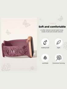 3 Packs Floral Engraved Band Compatible With Apple Watch Bands For Women 40mm 41mm 38mm 42mm 44mm 45mm 49mm, Silicone Cute Wildflowers Sport Laser Strap For Bands Series 9 Ultra SE 8 6 5 4 3 2 1 Valentines
