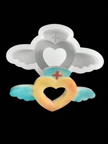 1pc Quicksand Silicone Mold Set Including 9pcs Heart & Wing & Angel Shaped Mold - White - View 2