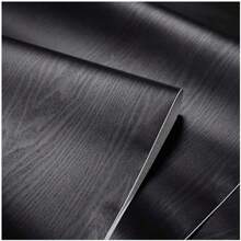 1 Roll Black Wooden Grain Wallpaper - Black - View 1